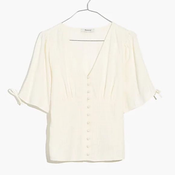 Tie-sleeve Evie Top in Textured Gingham - Size 4 - Picture 1 of 8